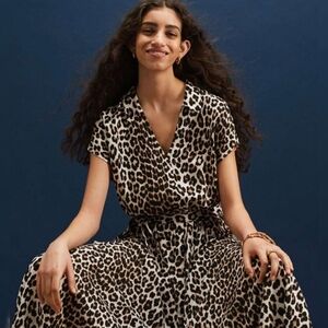 H&M Leopard Print Midi Dress, size Small